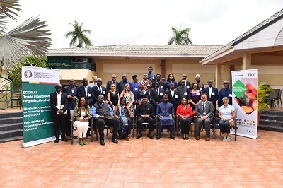 Dr Afua Asabea Asare (seated 3rd from left) CEO of GEPA, Pamela Coke-Hamilton (seated 3rd from right) Executive Director of ITC, Dr Ezra Yakusak (seated 4th from right) President of ECOWAS TPO Network with others in the meeting 